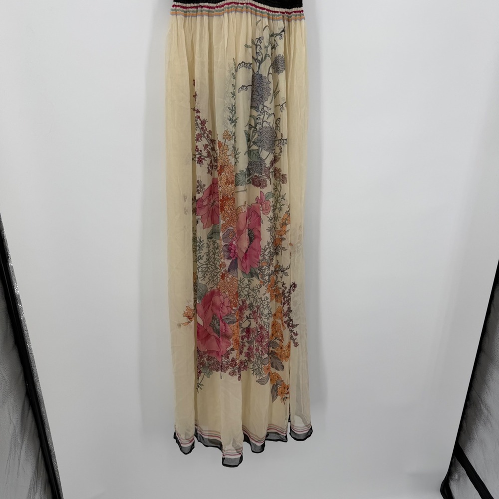 Vintage Y2K Forever 21 100% Silk Floral Maxi Dress NWT Boho Strappy Back M - Picture 4 of 10